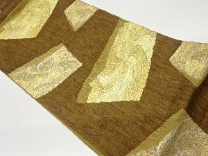 リサイクル　紙布すくい織変わり色紙に曲線模様織出し袋帯